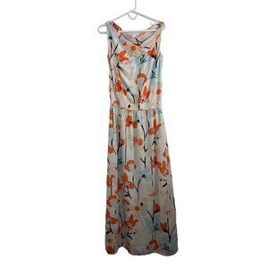 Diane Von Furstenberg Lou Lou Long Silk White Floral Maxi Dress
